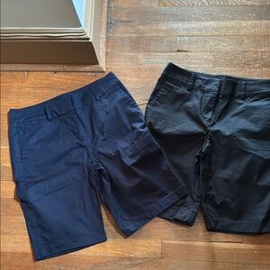Ann Taylor Black and Blue Flat Front Shorts